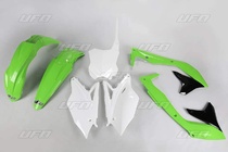 UFO kompletní plasty KAWASAKI KXF 450 16-17, barva OEM (zelená/černá/bílá)