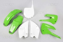 UFO kompletní plasty KAWASAKI KX 85 01-12, barva OEM (zelená/bílá)