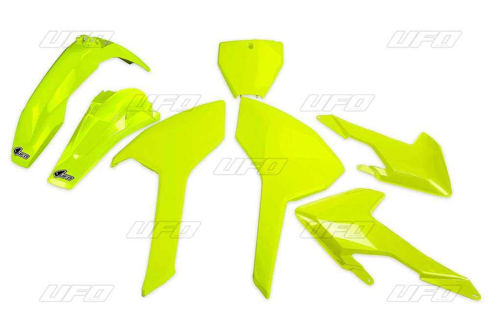 UFO kompletní plasty HUSQVARNA TC/FC 125/250/300/350/450 16-18 (krom TC 250 16), barva žlutá fluo