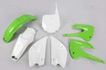 UFO kompletní plasty KAWASAKI KX 85 13 RESTYLING, barva OEM (zelená/bílá)