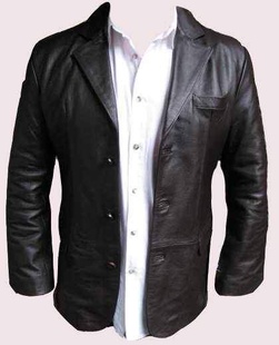 Blazer kožené sako pánské, hnědý kožený kabát