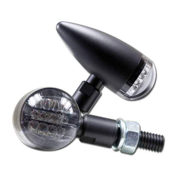 LED blinkry Mini Bullet na motorku, tónované sklo, černé, M8
