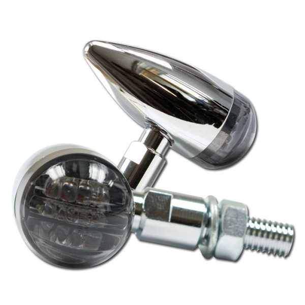 LED blinkry Mini Bullet na motorku, tónované sklo, chrom, M8