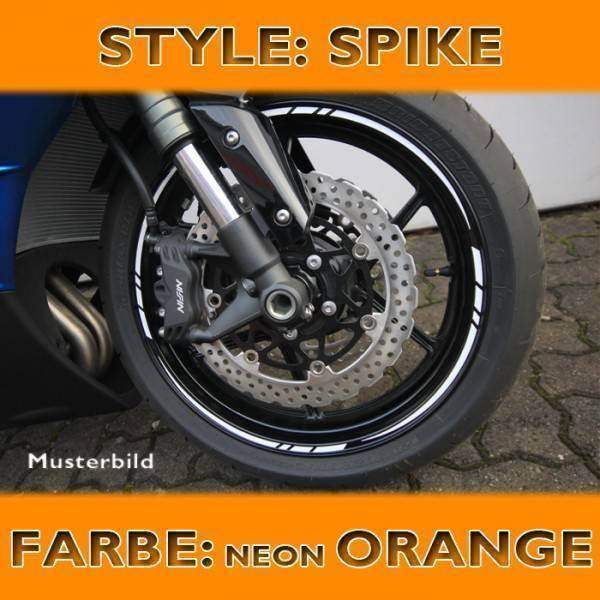 Proužky na ráfky SPIKE Style, oranžové neon, 7mm široké pro 16-19 palcová kola