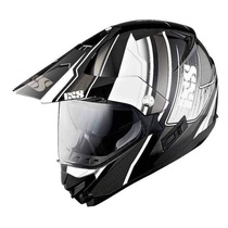 IXS HX 207 ATLAS černobílá enduro přilba se sluneční clonou, helma na motorku