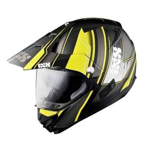 IXS HX 207 ATLAS černožlutá matná enduro přilba se sluneční clonou, helma na motorku