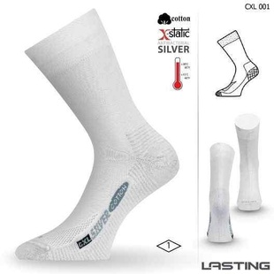Lasting ponožky CXL 001 se stříbrem, bílé, prodloužené tenké