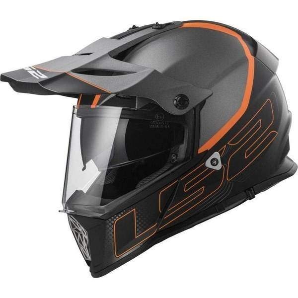 LS2 MX436 Pioneer ELEMENT černá matná titanová oranžová enduro helma na motorku