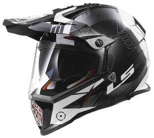 LS2 MX436 Pioneer Trigger černobílá enduro helma na motorku