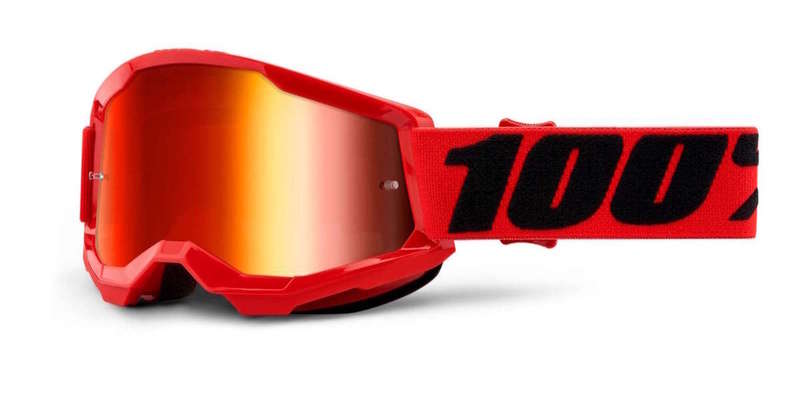 100% MX brýle STRATA 2 dětské brýle červené, zrcadlové červené plexi