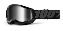 100% MX brýle STRATA 2 dětské brýle černé, zrcadlové stříbrné plexi