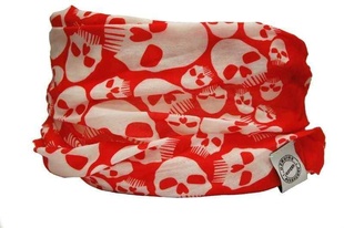 Multifunkční šátek Oxford Comfy Skull červený