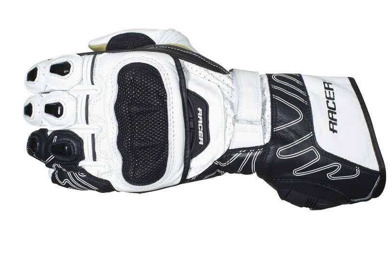 Racer High Speed bílé sportovní kožené rukavice na motorku