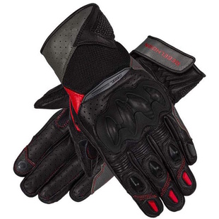 Rebelhorn FLUX II LADY černé šedé fluo červené dámské kožené rukavice na motorku