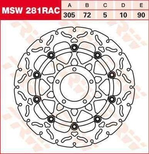 TRW MSW281RAC brzdový kotouč, přední pro DUCATI HYPERMOTARD 796 rok výroby 2010
