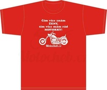 Pánské tričko Čím více znám ŽENY, tím více mám rád MOTORKY - Chopper, červené